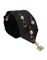 Dolce & Gabbana Black Logo Embellished Adjustable Necktie Tie